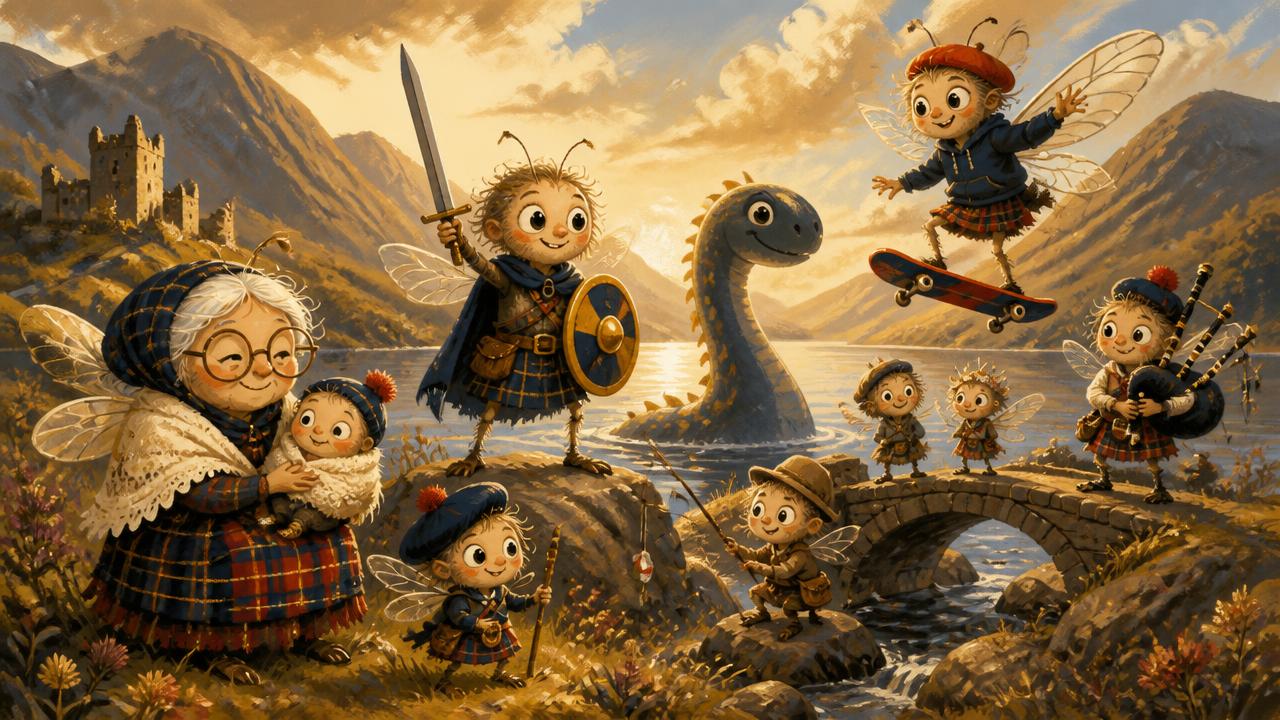 The McMidgey Clan gathered by a Highland loch